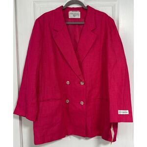 International Scene New Women's Pink 100%Linen Blazer Size 18